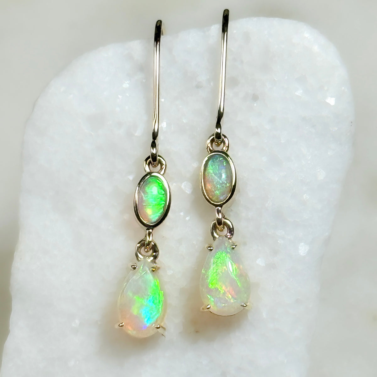Solid Crystal Opal Earrings- OP-10K-E-006