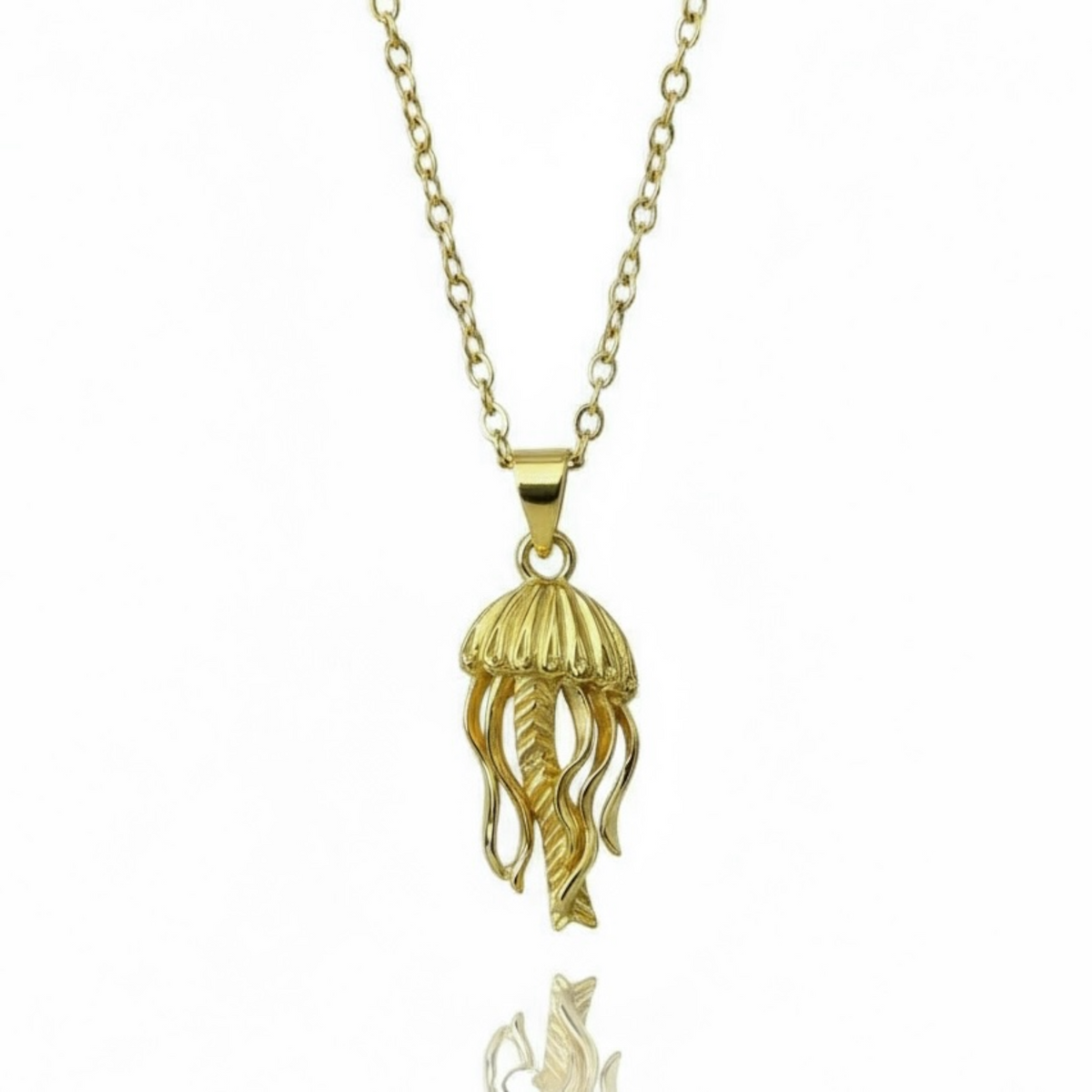 Sterling Silver, Gold Plated - Jellyfish  Necklace - XS