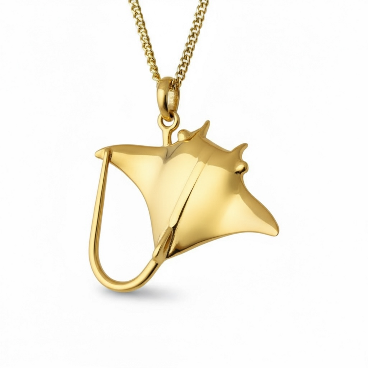 Sterling Silver, Gold Plated  - Manta Ray Necklace - L
