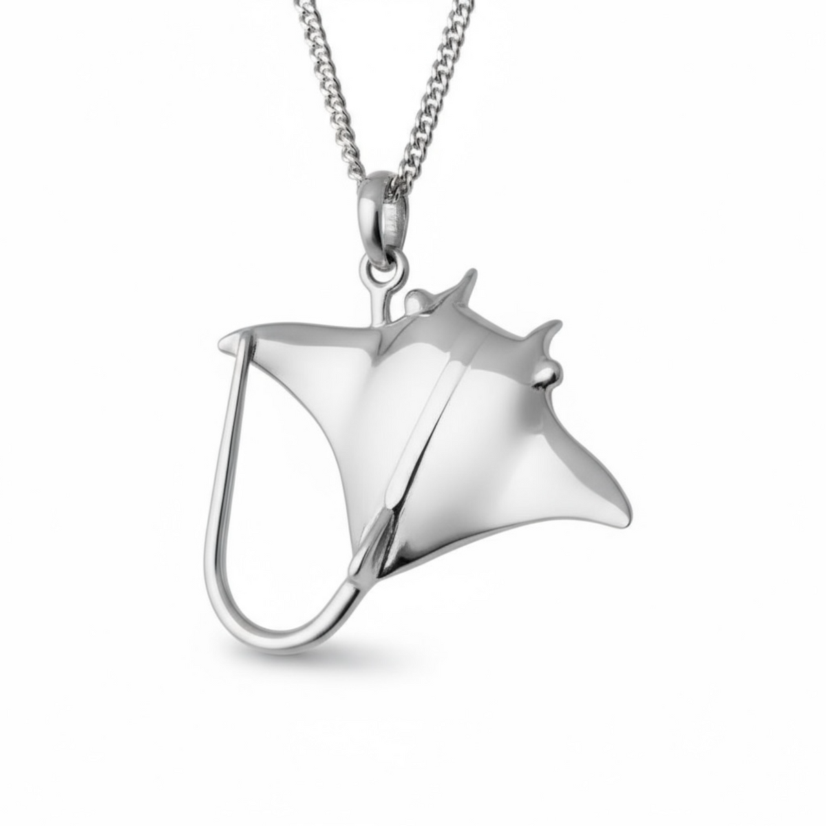 Sterling Silver - Manta Ray Necklace - L