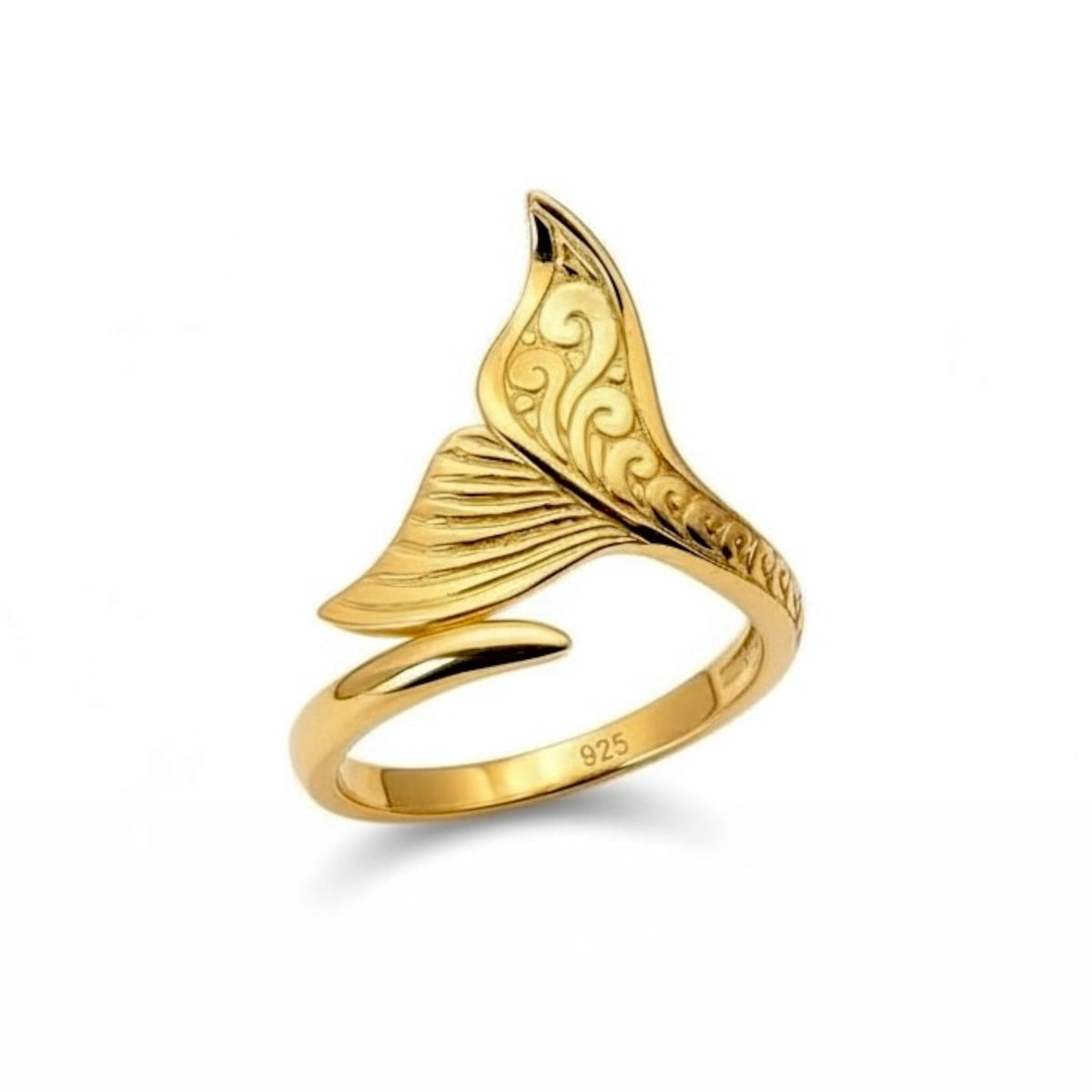 Sterling Silver, Gold Plated - Tribal Ring - Size 8  Adjustable