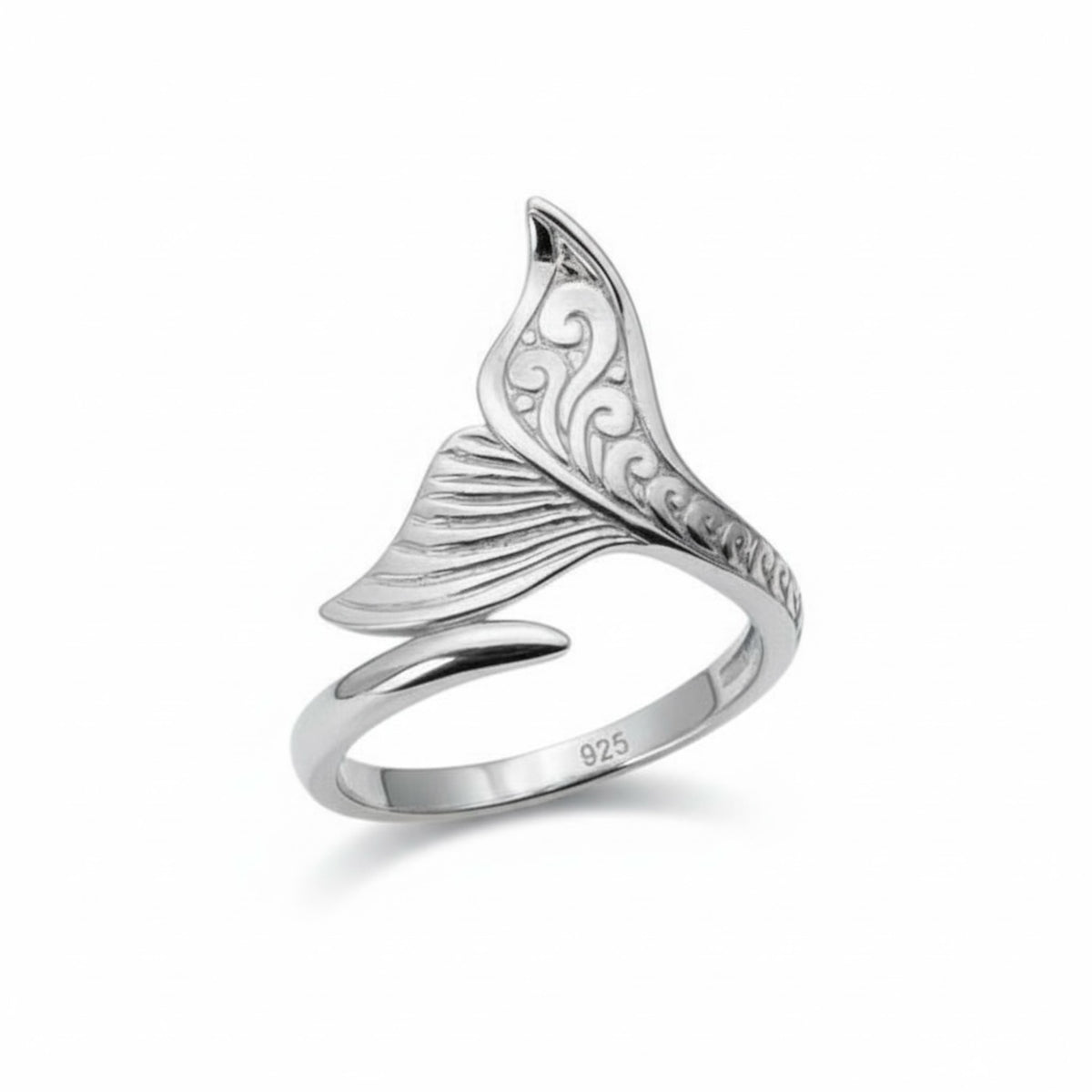 Sterling Silver - Tribal Tail Ring - Size 8  Adjustable