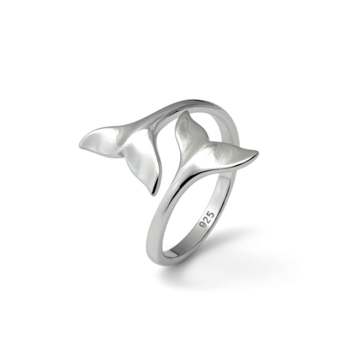 Sterling Silver - Double Tail Ring - Size 8 Adjustable
