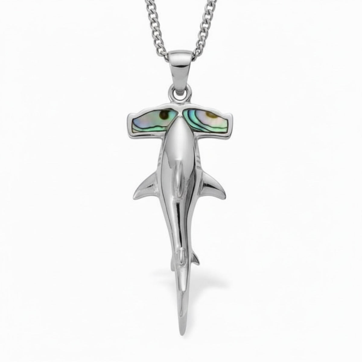 Paua Shell - Hammer Head Shark Necklace - Sterling Silver