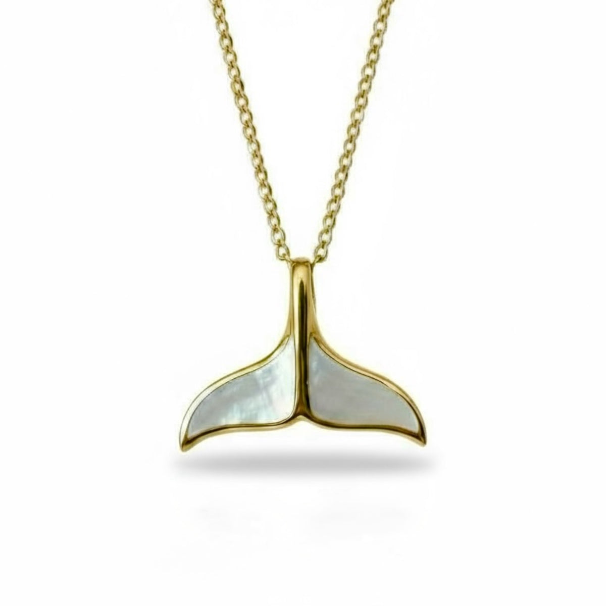 Whale Tail Mother of Pearl Necklace - 18k Gold Vermeil - S