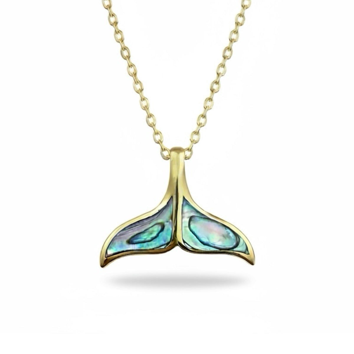 Whale Tail Paua Shell Necklace - 18k Gold Vermeil - S