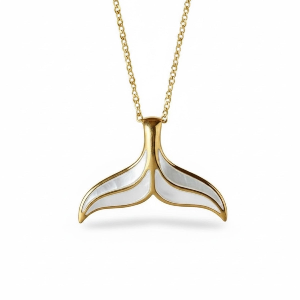 Whale Tail Mother of Pearl Necklace - 18k Gold Vermeil - M
